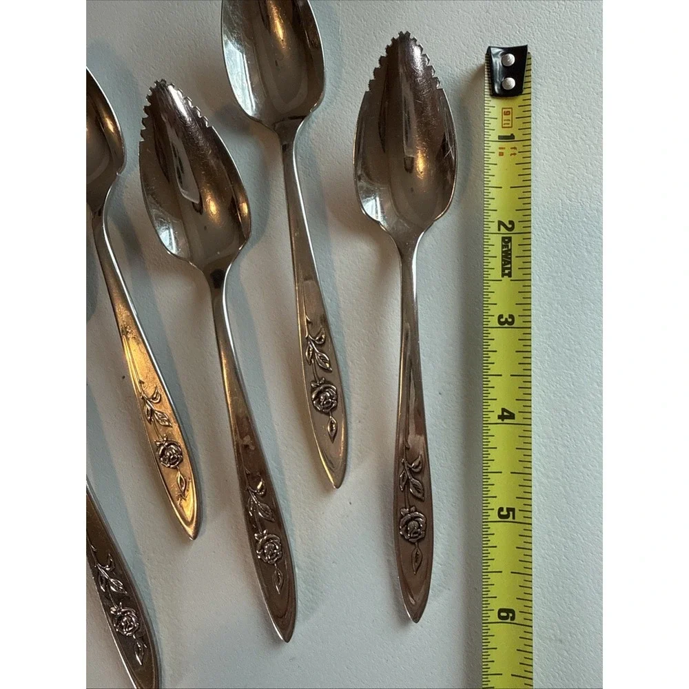Vintage Oneida Community Stainless MY ROSE Set of 9 Grapefruit Spoons 6